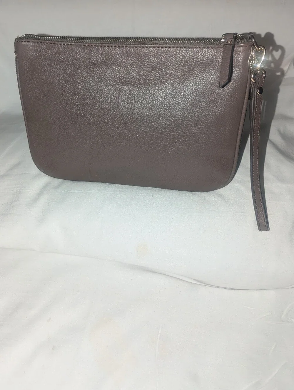 Banana Republic Large Expandable Pebbled Leather Wristlet - Taupe Brown